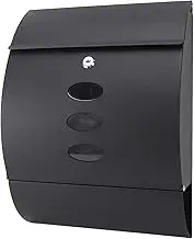 Wall Mount Mailbox, High Capacity Stainless Steel Black Mailbox with Key Lock European Style Modern Post Box to Accommodate Standard Letter, Magazine, Check for Home or Apartment