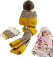 [Generic] Hat and Scarf Set for Kids | Warm Hat Thick Kids Mittens | Hats and Gloves, Winter Scarf Set Wool Mittens, Hat Scarf for Kids