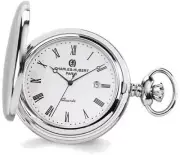 Charles Hubert Stainless Steel Wave Design Pocket Watch