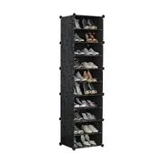 Black DIY Cube Shoe Cabinet Rack Storage Stackable Organiser 1 Column 10 Row