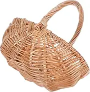 CAXUSD Natural Woven Picnic Basket Wicker Storage Basket with Handle Handwoven Willow for Weddings Gardens and Home Decor for Fruits Vegetables and Shopping