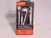 MYCHOICE ANTI TANGLE HEADPHONES STEREO EARBUDS W MICROPHONE #WHITE #71-AA
