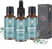 RythParfum Eucalyptus Oil (3PACK of 1oz) with 3 DROPPERS| 100% Pure Natural Oil with European Droppers for Diffuser,Humidifier,Aromatherapy|American Dropper for Skin,Hair,Scalp, Massage,Sinus,Cold,DIY