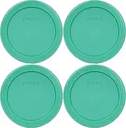 Pyrex 7202-PC Round 1 Cup Green Plastic Lid Cover (4 Pack)