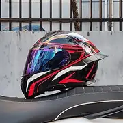 Flip-Up Motorcycle Helmet, Modular Full Face Helmets Safety Helmet Motorcycle Locomotive Full Face Helmets with Double Visor for Men and Women Helmet,ECE Certification
