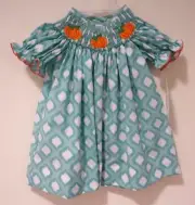 NWT Classic Whimsy Three Smocked Pumpkins Bishop Dress Girl's Size 3 Months