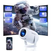 180°Mini Auto-Keystone]Smart Portable 4k with WiFi and Bluetooth projector fo...