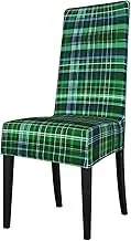OdDdot Blue and Green Scottish Tartan print Chair Covers, Stretch Kitchen Chair Slipcovers,Detachable Protection Cover, for Kitchen,Hotel