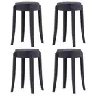 4x Stackable Stools Black Plastic Kitchen Barstool Dining Counter Chairs