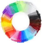 UKKQES 100pcs Organza Bags, 10x15 CM Mesh Bags Drawstring Gift Bags Jewelry Pouches for Candy Wedding Favors Christmas（Mixed Color)