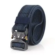125cm TB16 3.8cm Thicken Nylon Tactical Belt Metal Quick Release Military Army Fan Leisure Camping Pants Canvas Fabric Belt TB13 BLUE-BLACK COLOR
