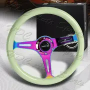 NRG 350MM Glow In Dark Grip Neo Chrome Spokes White Steering Wheel ST-015MC-GL