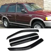 Puermto Original Side Window Wind Deflector, 4pcs Out-Channel Tape-On Nice Rain Guards Set, Vent Visor fit for 1997-2017 Ford Expedition 1998-2017 Lincoln Navigator 94233