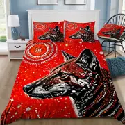 Aboriginal Dingo Print Doona / Duvet Cover and 2 Pillow Slips