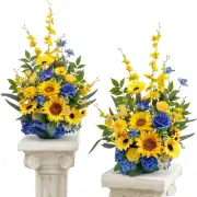 Free Standing Artificial Sunflower Flowers Set of 2, Wedding Arch Altar Stage De