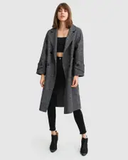 [Belle & Bloom] Rumour Has It Oversized Wool Blend Coat - Charcoal