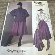 RARE Vintage Yves Saint Laurent Vogue Pattern No. 1235 Skirt, Shirt & Jacket FF