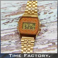 在飛比找蝦皮購物優惠-【時間工廠】全新CASIO 復古電子錶 金色格子款 A159