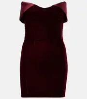 [Mugler] Mugler Satin-trimmed velvet bustier dress AU 14 red