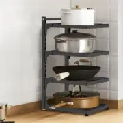 4 Tier Pot Rack Organizer Pan Storage Shelf Adjustable Shelves