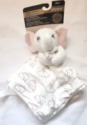 Blankets and Beyond Nunu White Elephant Hugging Security Blanket White / Pink