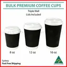 Disposable Coffee Cups 4oz 8oz 12oz 16oz Takeaway Paper Triple Wall Drink Bulk