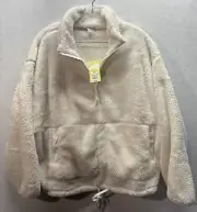 Woman’s All In Motion Faux Fur Quarter Zip Fuzzy Pullover Cream XXL