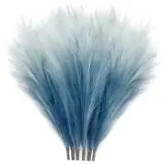 8Pcs 35.4” Colorful Faux Pampas Grass, Fluffy Artificial Bulrush Branches Blue