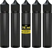 Chubby Gorilla V3 75ml PET Plastic Unicorn Bottles for Liquids and Oils - Empty Dropper Bottles - 5 x 75ml (Clear Black Bottle with Black Cap)