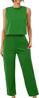 [Generic] Jumpsuits for Women Women's Suit New Sleeveless Sports Casual Suit Women's Short Loose T Shirt Trousers Two Piece Set Womens Suit Pants and Blazers