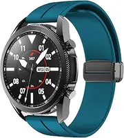 22mm Watch Straps Silicone Replacement Strap Compatible for Garmin Vivoactive 4/Galaxy Watch 3 45mm/ Gen 5/for Huawei GT2 46mm/ GT2 pro 46mm Magnetic Clasp Quick Release Watch Strap