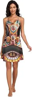 [RPLIFE] Tiger Head Cantonese Lion Dance Nightgowns for Women Sexy V Neck Satin Sleep Dress S-XXL, Cantonese Lion Dancing Tiger Head Hat, S, Cantonese Lion Dancing Tiger Head Hat, CH