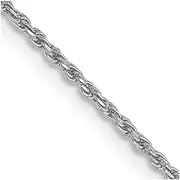 [JewelryWeb] 14ct White Gold Solid Lobster Claw Closure 1mm Machine made Rope Chain Bracelet - Length Options: 15 18 20