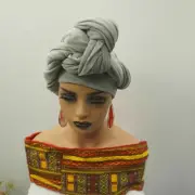 Grey Jersey Stretch Headwrap, Infinity Neck Warmer Stretch Turban Scarf Hijab