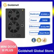 Goldshell Mini DOGE III Plus 810MH/s 500W 0.62J/MH LTC DOGE BELLS Miner with PSU