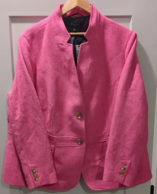 NWT Talbots Women’s Pink Wool Blend Lined Pea Coat Jacket Size 22W