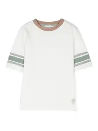 在飛比找Farfetch優惠-stripe-trim short-sleeve T-shi