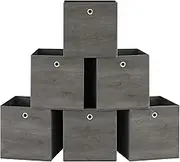 SONGMICS Storage Cubes, Set of 6 Storage Bins with Handle, Non-Woven Fabric Storage Boxes, 33 x 33 x 33 cm, Fit Cube Storage Unit, Foldable, Clothes Storage, Misty Grey RFB133G01