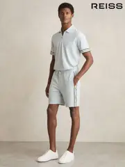 Reiss Ice Blue Phoenix Textured Tape Drawstring Shorts (AY3388) | $155