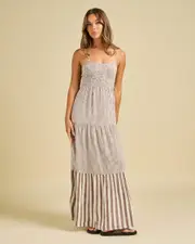 [Roxy] Roxy Women's Tropical Glow Maxi Stripe Dress in Minibella Size XL XL Minibella