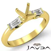 3 Stone Diamond Engagement Baguette Asscher Semi Mount Ring 18k Yellow Gold 0.3C