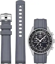 [REBANDACE] Strap for Omega x Swatch MoonSwatch Watch 20mm,Soft Replacement Rubber Strap for Swatch Omega Moonswatch Speedmaster,Curved No Gap strap for Moonswatch Swatch Men Women