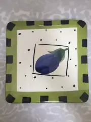 Anthropologie Ceramic Eggplant Trivet Hand Painted Milan Italy By JRM 7.75" Sq
