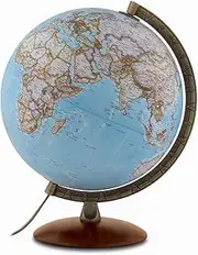 National Geographic Edge Classic Globe | Illuminated | Base in beechwood and metallic meridian |Political and physical map by National Geographic | Text in English | 30cm Diameter