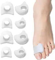 ENNSOO Toe Spacers, Silicone Toe Separators, Bunion Corrector for Women Big Toe, Yoga Toes for Pain Relief, Toe Separators for Women & Men, Ideal for Yoga, Outdoor Running (White, 4 PCS)