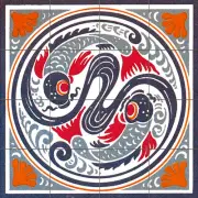 Tumbled Marble Mural Backsplash Art Nouveau Tile #513