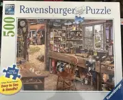 Ravensburger Dad's Shed 500 piece jigsaw puzzle large format 27x20" Sealed New