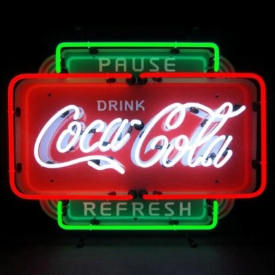 Soda 'Coca Cola' Pause Refresh Neon Sign 26"x20"