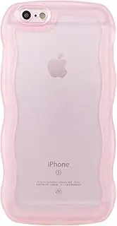 XIQI Compatible with iPhone 6s Plus/6 Plus Case 5.5", Cute Kawaii Curly Wave Frame Shape Soft Silicone Shockproof Protective Phone Cover for Women Girls, Clear/Pink