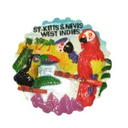 St Kitts Nevis Souvenir Magnet Parrots Toucan Palm Trees West Indies New